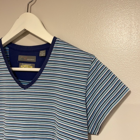 Greg Norman Stripped V Neck Shirt - Picture 3 of 4